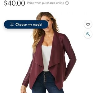 SOFIA VERGARA blazer,women med,front drape media jacket , faux leather sleeves